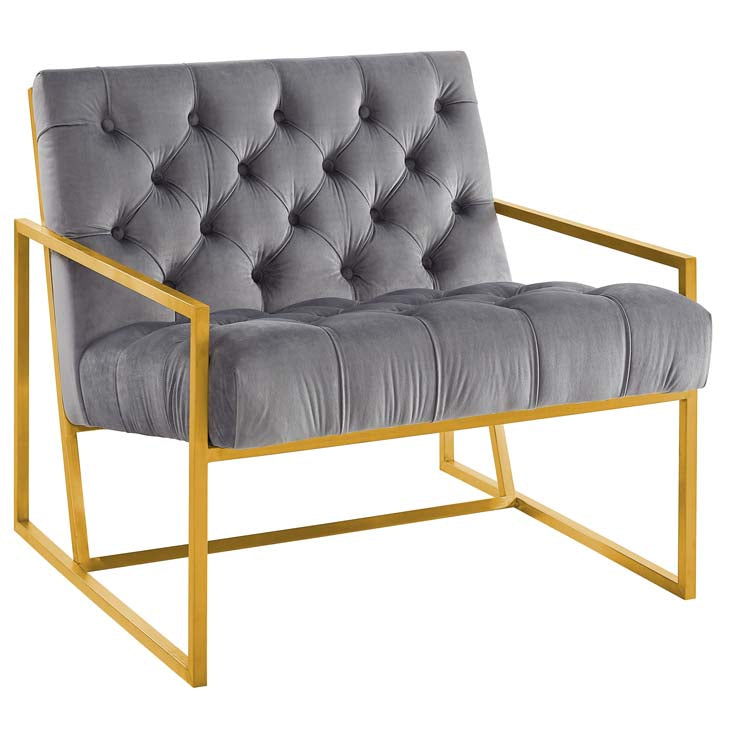 Bequest Gold Stainless Steel Upholstered Velvet Accent Chair - living-essentials